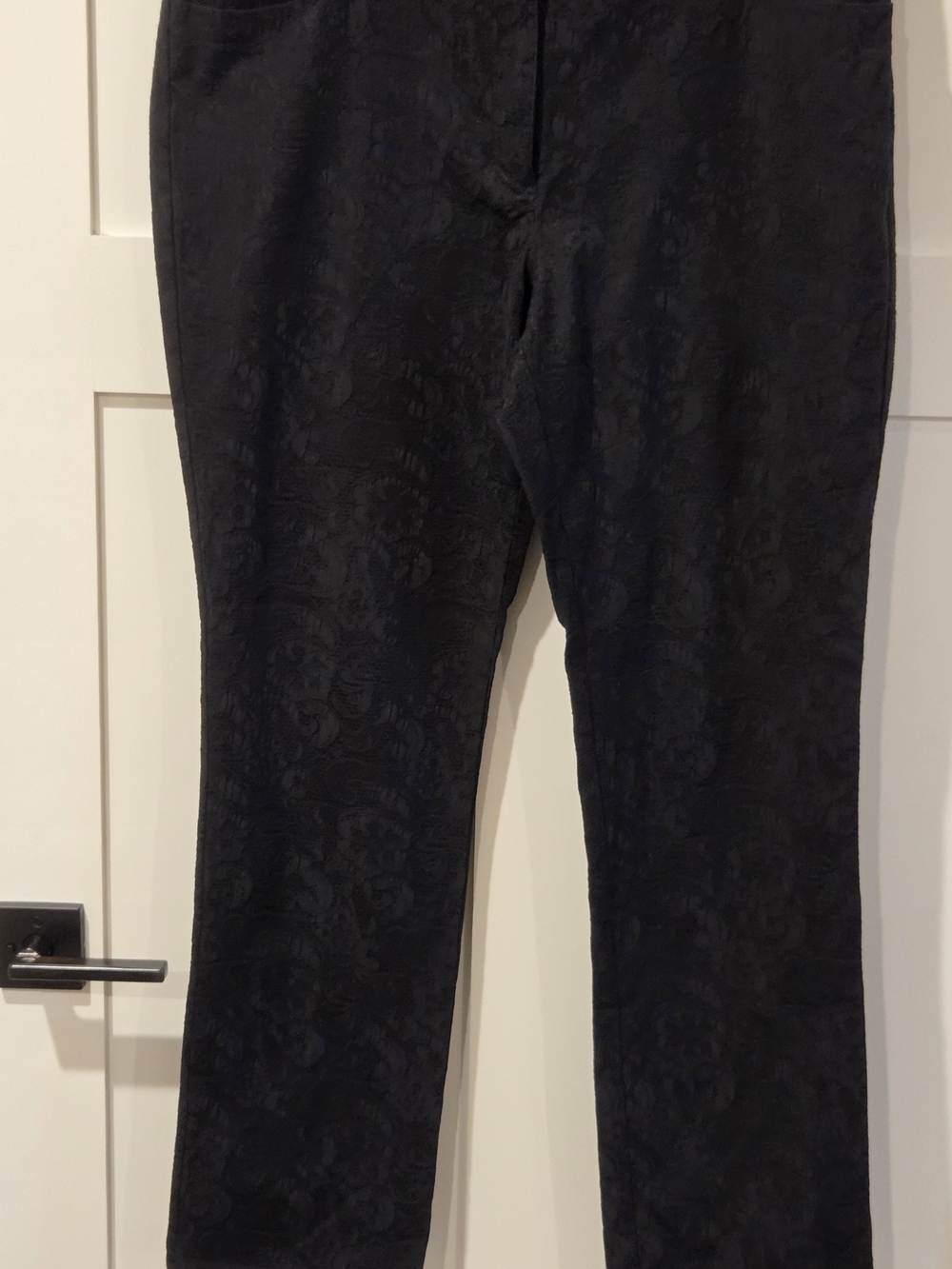 Chico's Black Lace Textured Straight-Leg Jeans XL